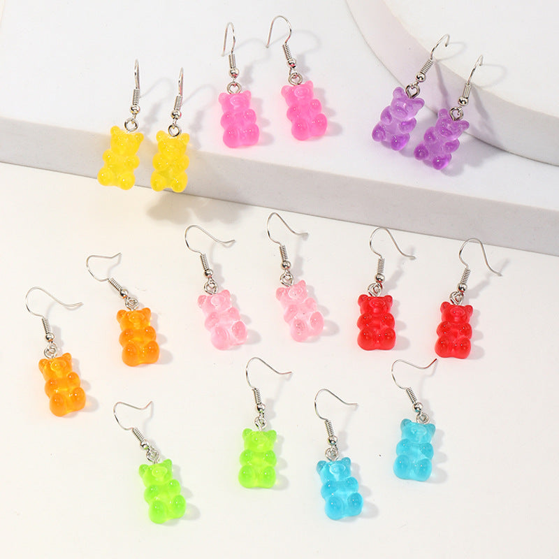 "Whimsical Bear Earrings Set for Girls - 8 Colorful Pairs"