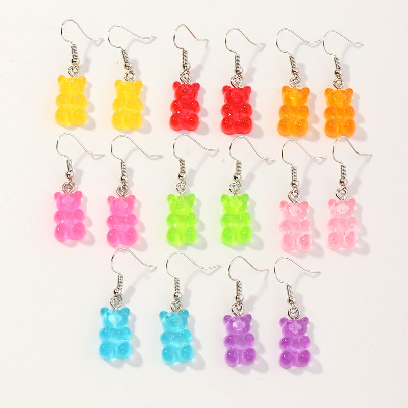 "Whimsical Bear Earrings Set for Girls - 8 Colorful Pairs"