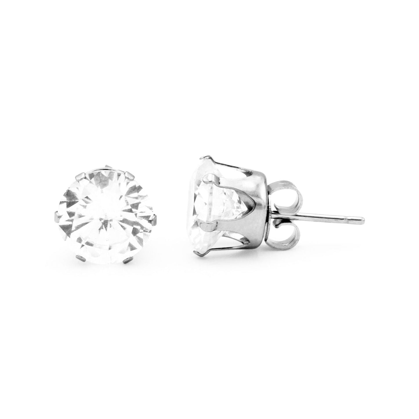 Round Silver Cubic Zirconia Studs