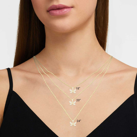 14K Gold Butterfly Pendant  Necklace Set