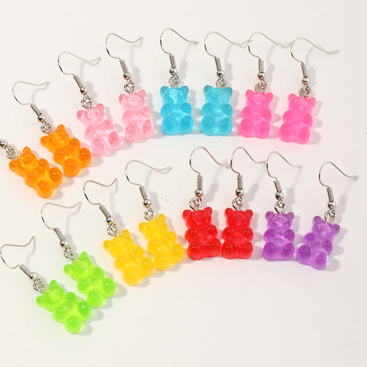 "Whimsical Bear Earrings Set for Girls - 8 Colorful Pairs"