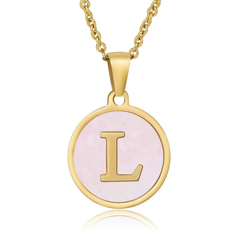 "Alpha Charm - Titanium Steel Letter Pendant Necklace"