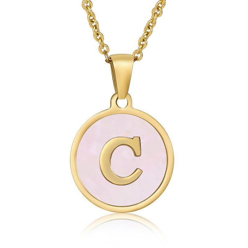 "Alpha Charm - Titanium Steel Letter Pendant Necklace"