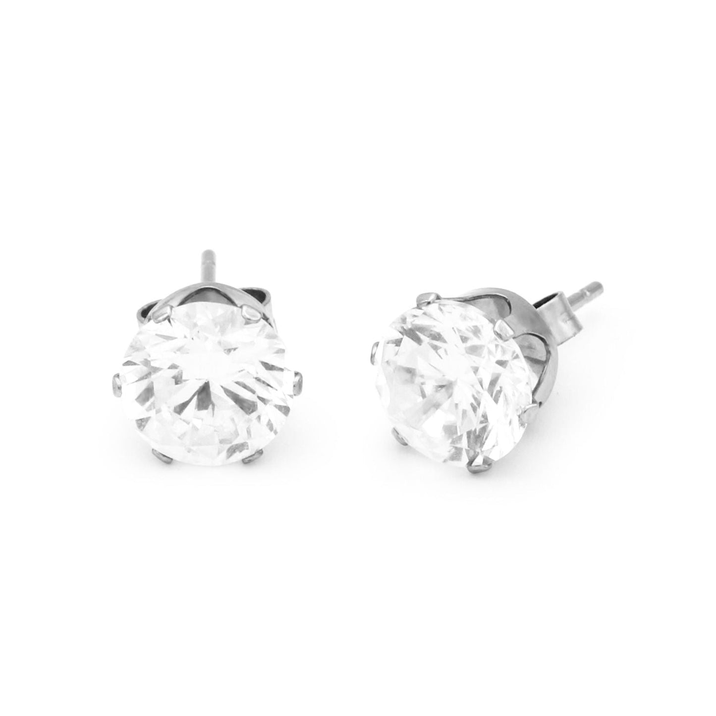 Round Silver Cubic Zirconia Studs