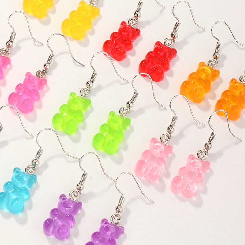 "Whimsical Bear Earrings Set for Girls - 8 Colorful Pairs"