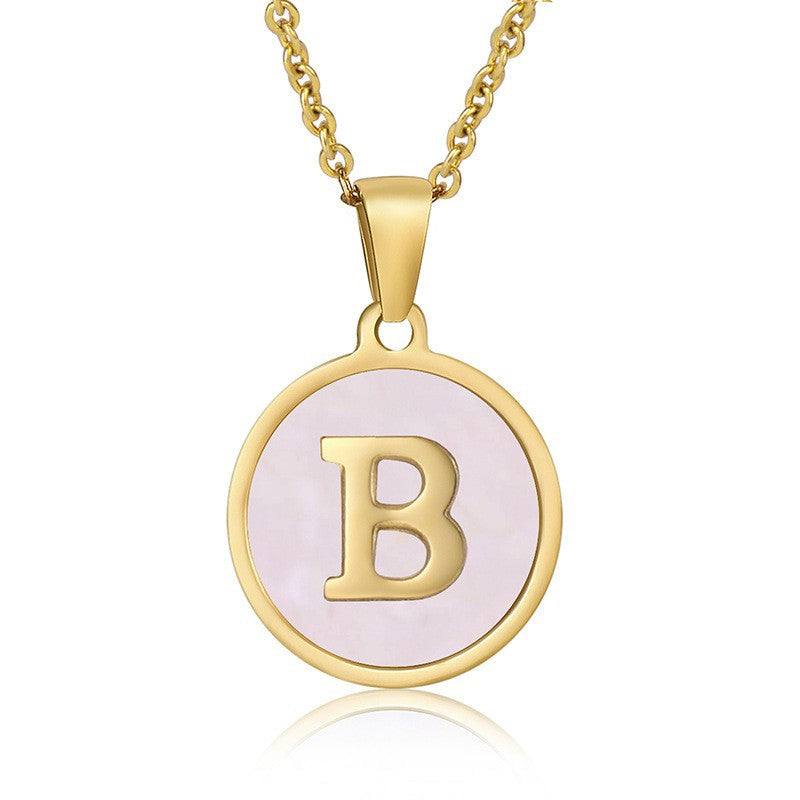 "Alpha Charm - Titanium Steel Letter Pendant Necklace"