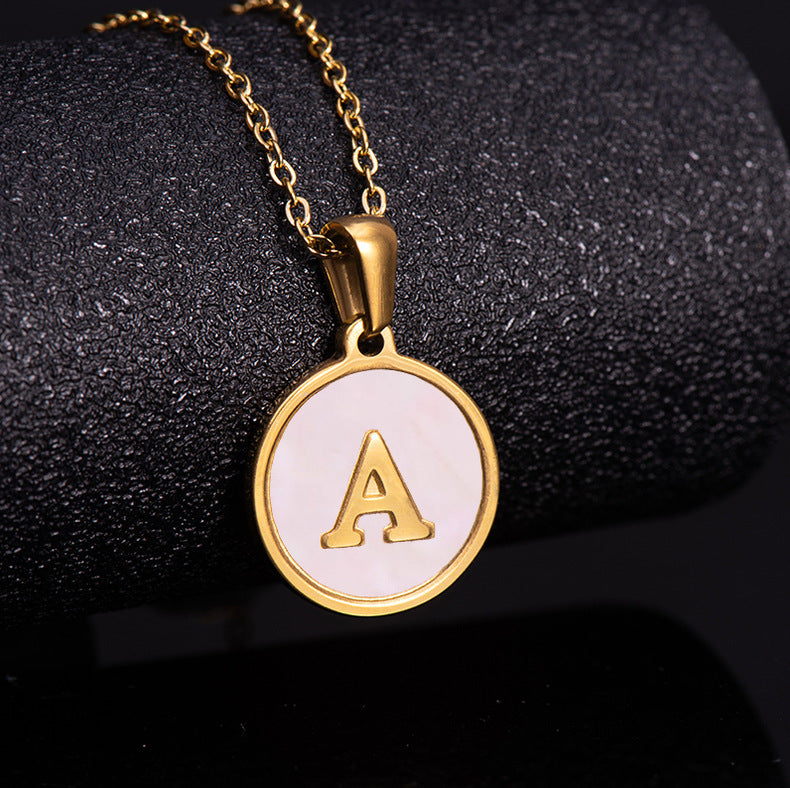 "Alpha Charm - Titanium Steel Letter Pendant Necklace"