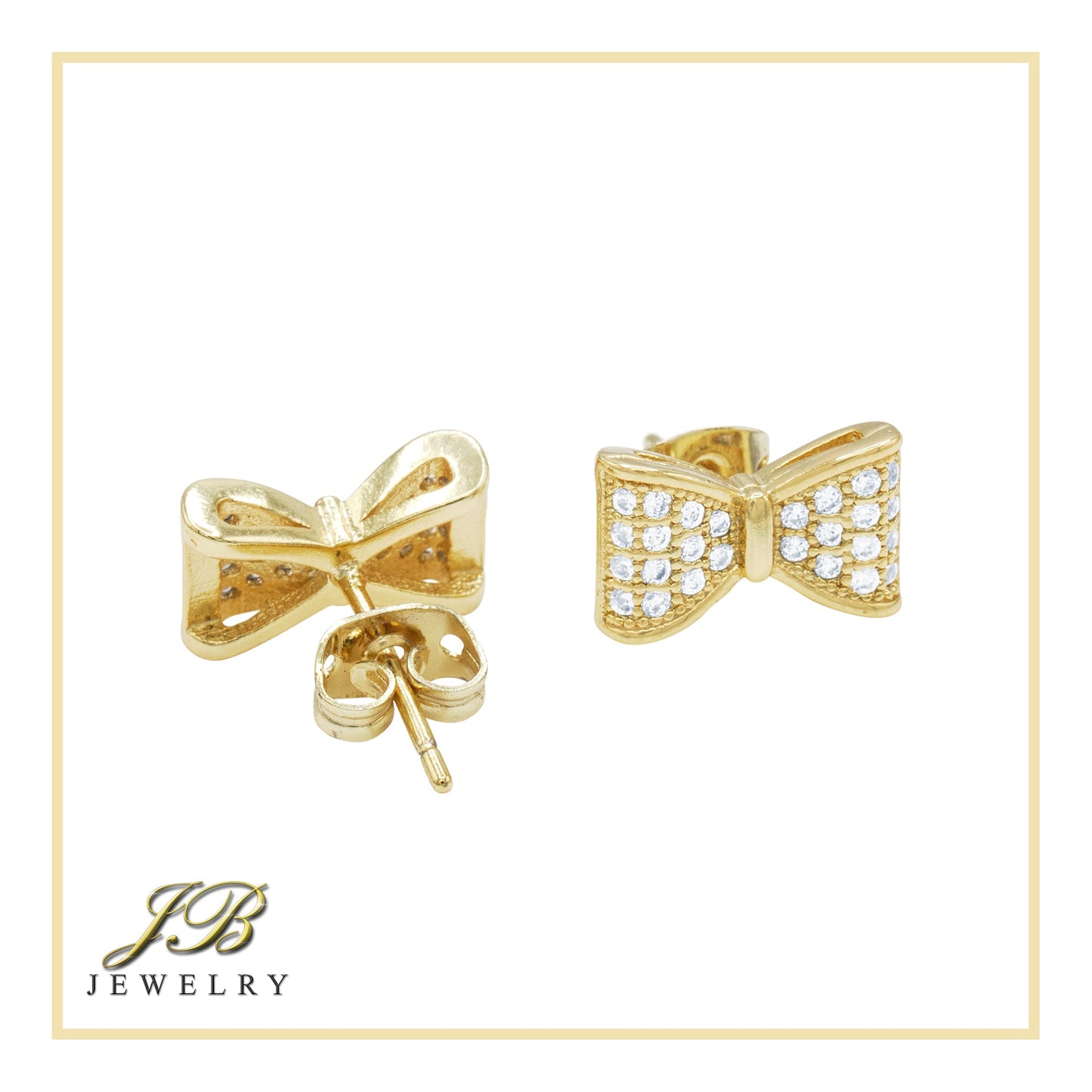 Bow Tie 14K Gold CZ Hip Hop Studs