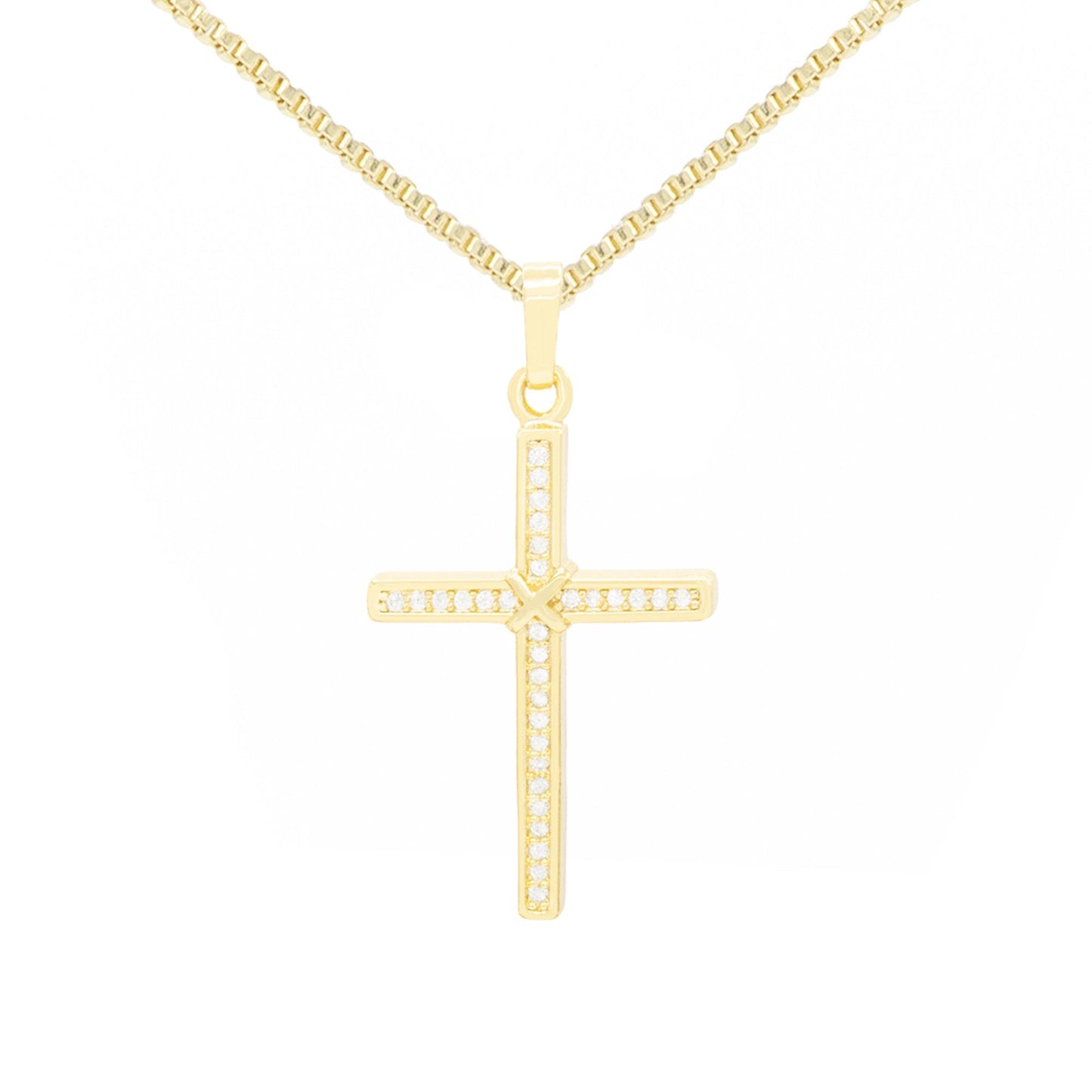 Cross CZ Pendant Necklace Set