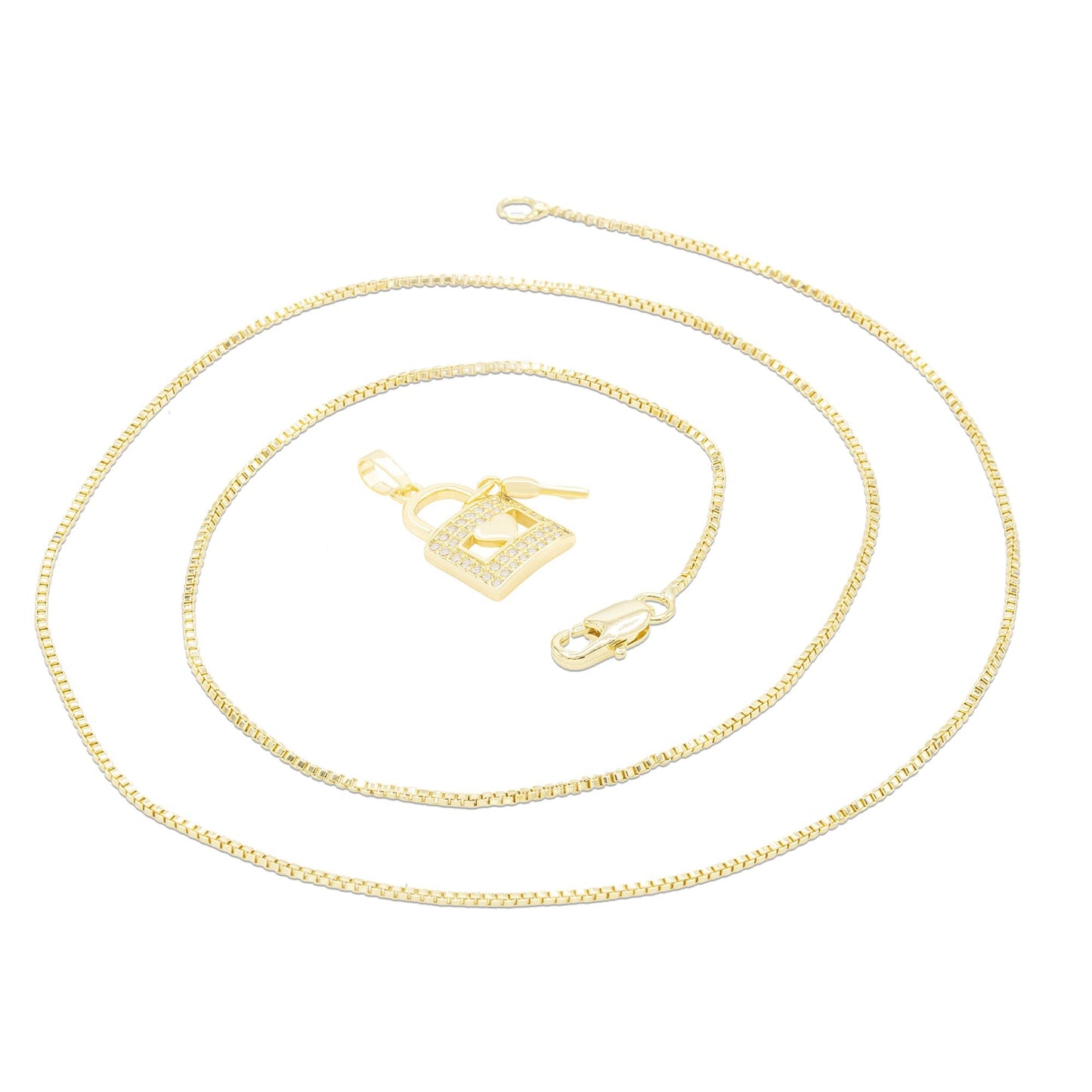 Heart Key Gold Necklace Set