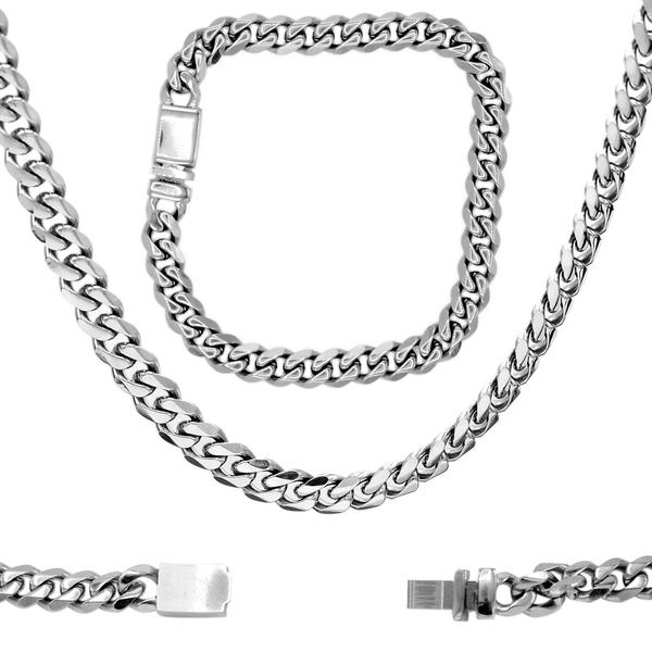 Miami Cuban link Stainless Steel Set