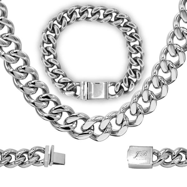 Miami Cuban link Stainless Steel Set