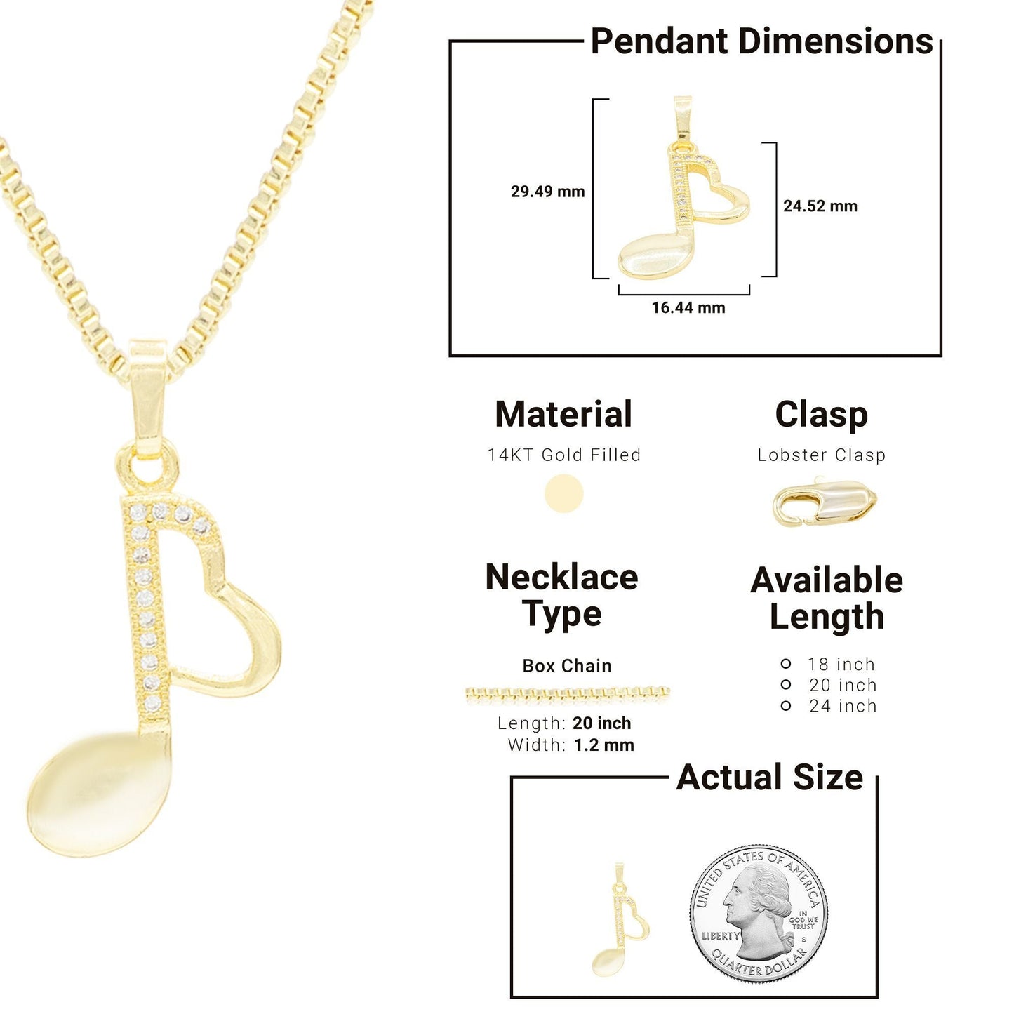 14K Gold Music Necklace Set