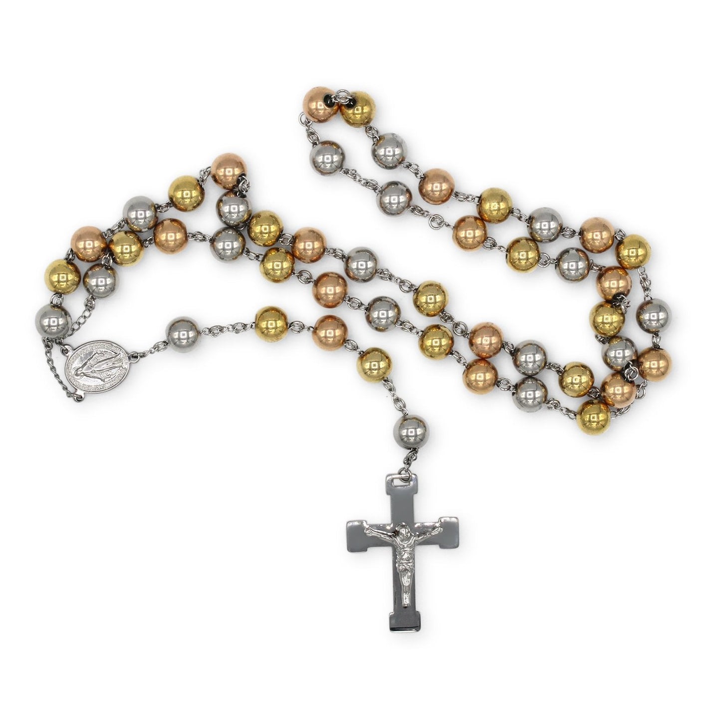 Traditional Rosary Stainless Steel Necklace