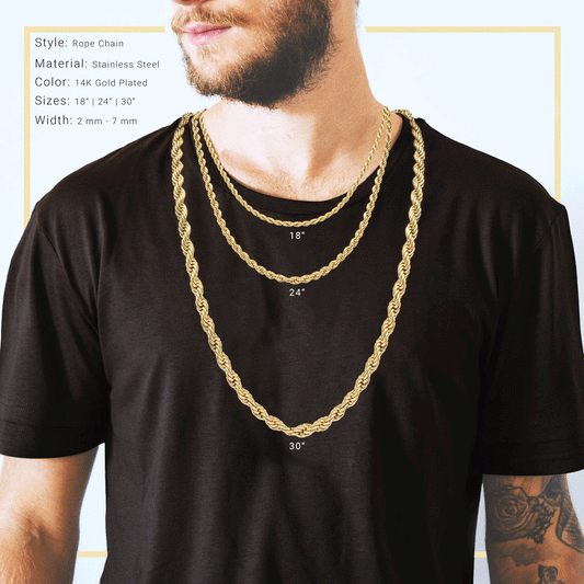 14K Gold Plated Rope Chain Necklace