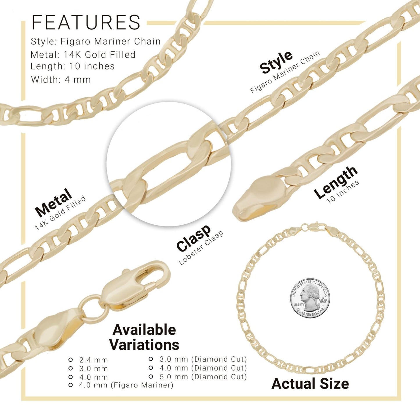 Figaro Mariner 14K Gold Filled Anklet