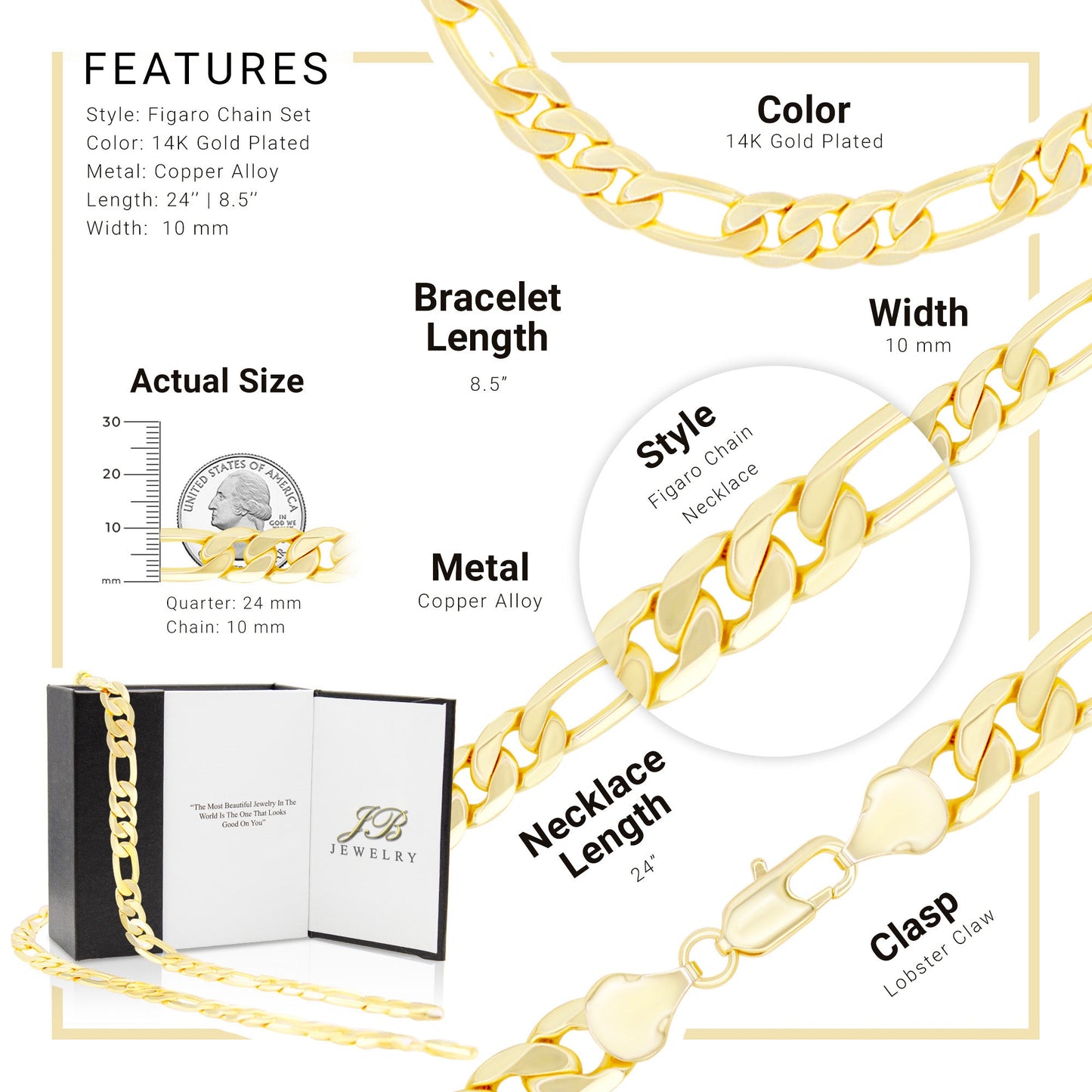 Figaro 14K Gold-Filled Necklace & Bracelet Set