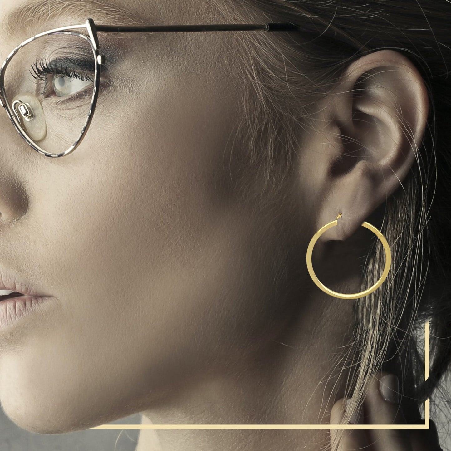 14K Gold-Filled Box Cut Hoop Earring