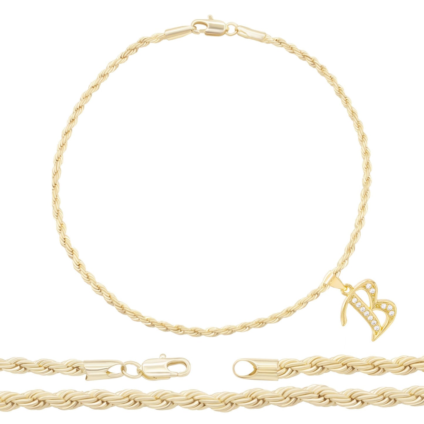 A-Z Initial Letter Pendant Anklet Set