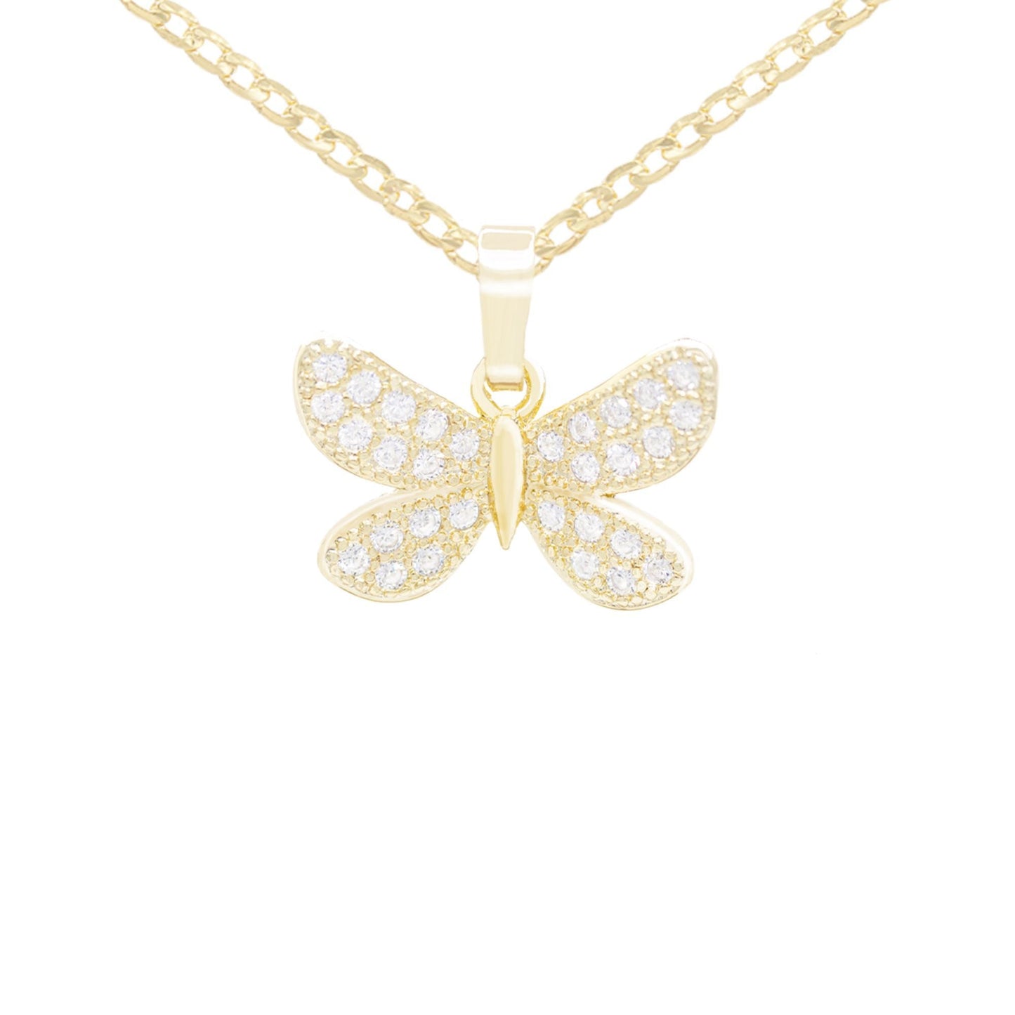 14K Gold Butterfly Pendant  Necklace Set