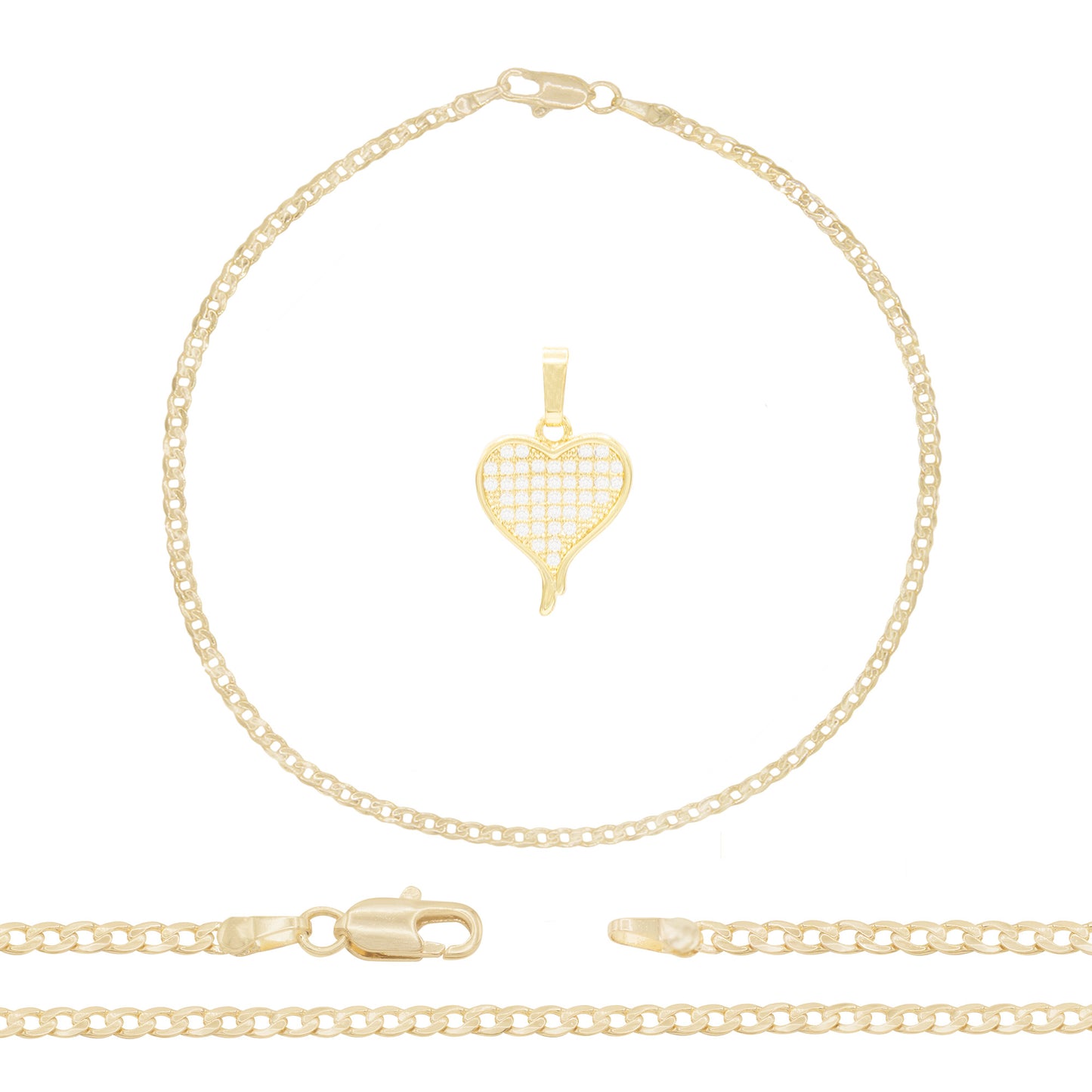 Anklet Heart 14K Gold Filled  Pendant Set