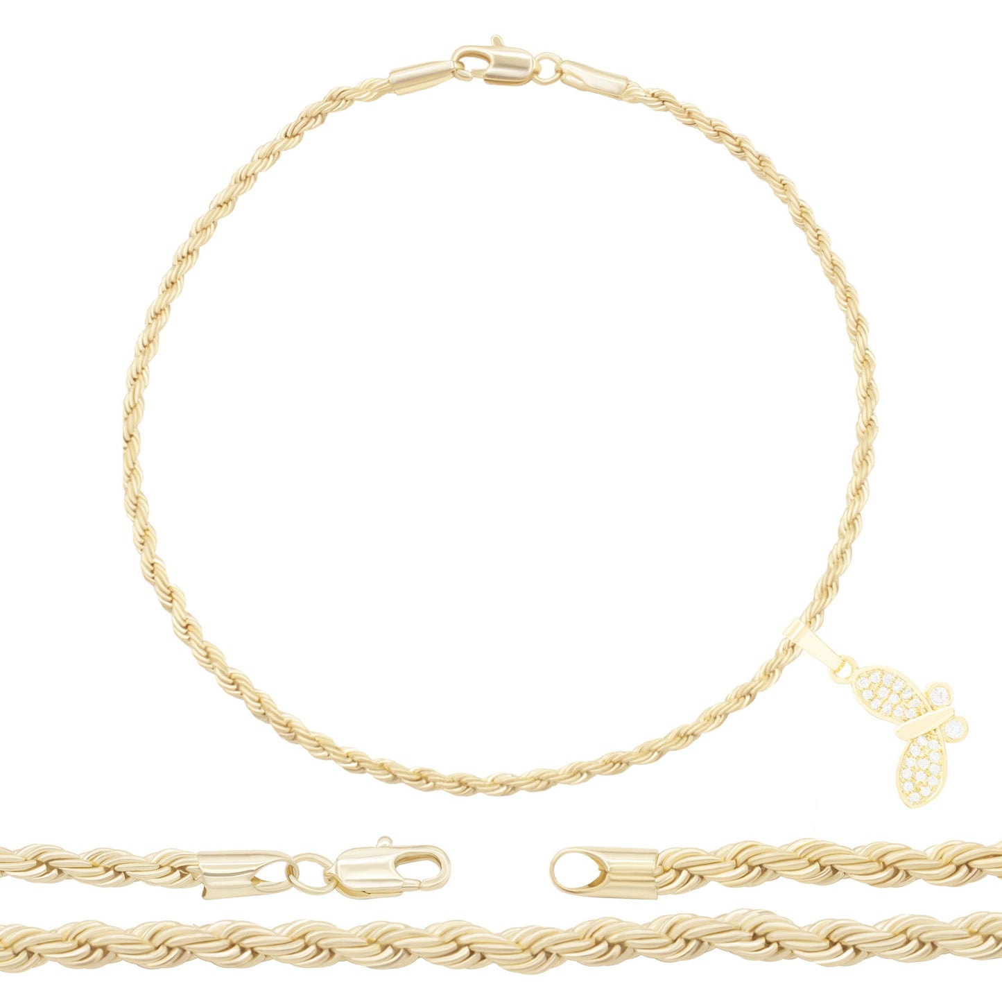 Butterfly Pendant 14K Gold Anklet