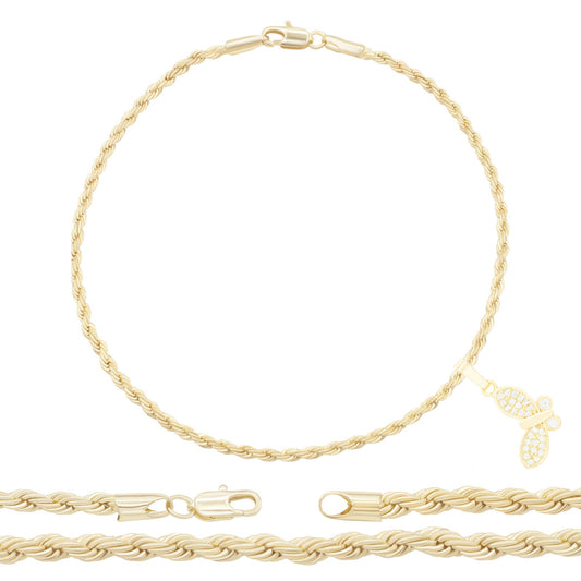 Butterfly Pendant 14K Gold Anklet