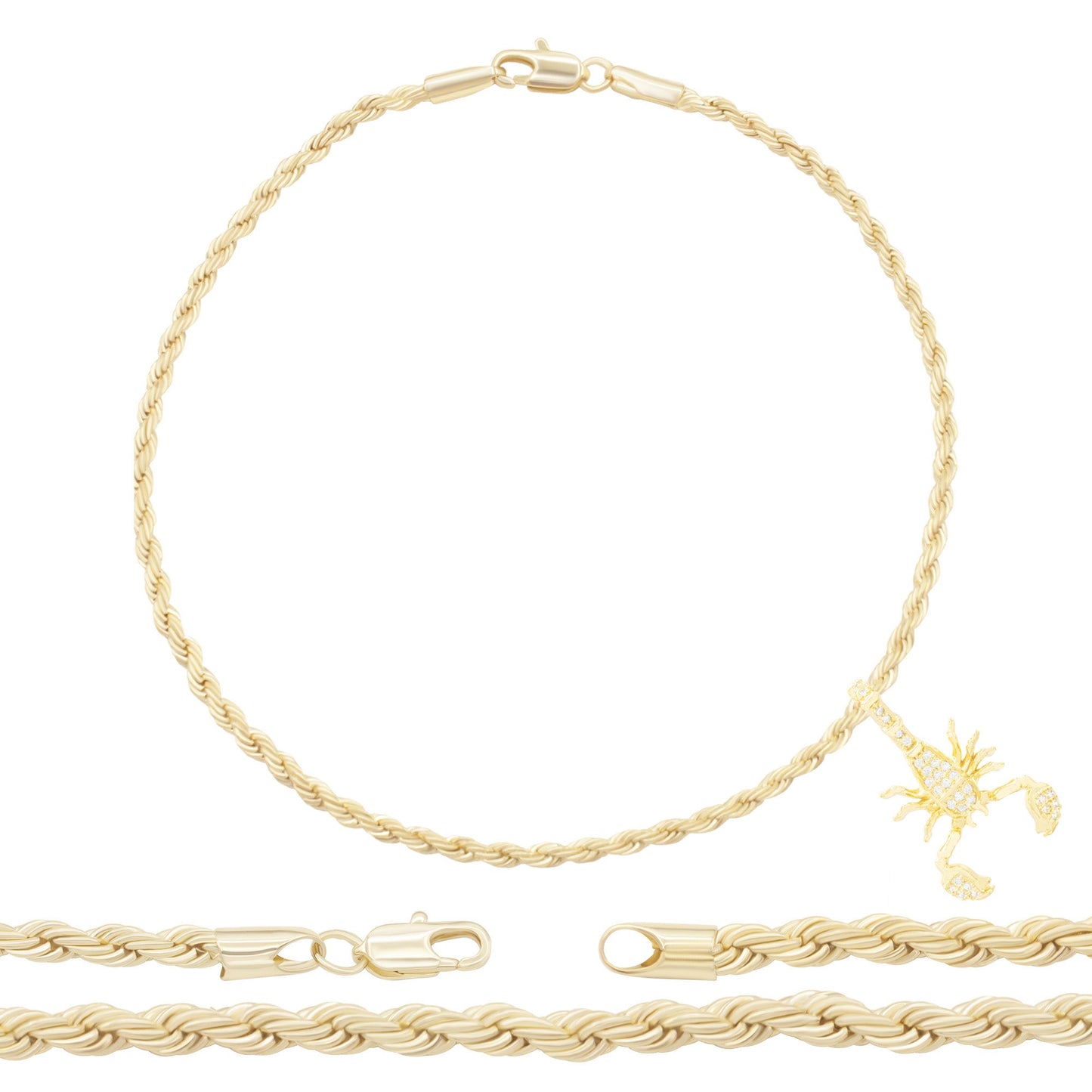 Scorpion Rope 14K Gold  Anklet Set