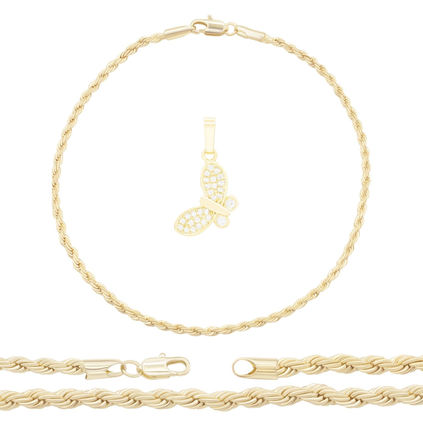 Butterfly Pendant 14K Gold Anklet