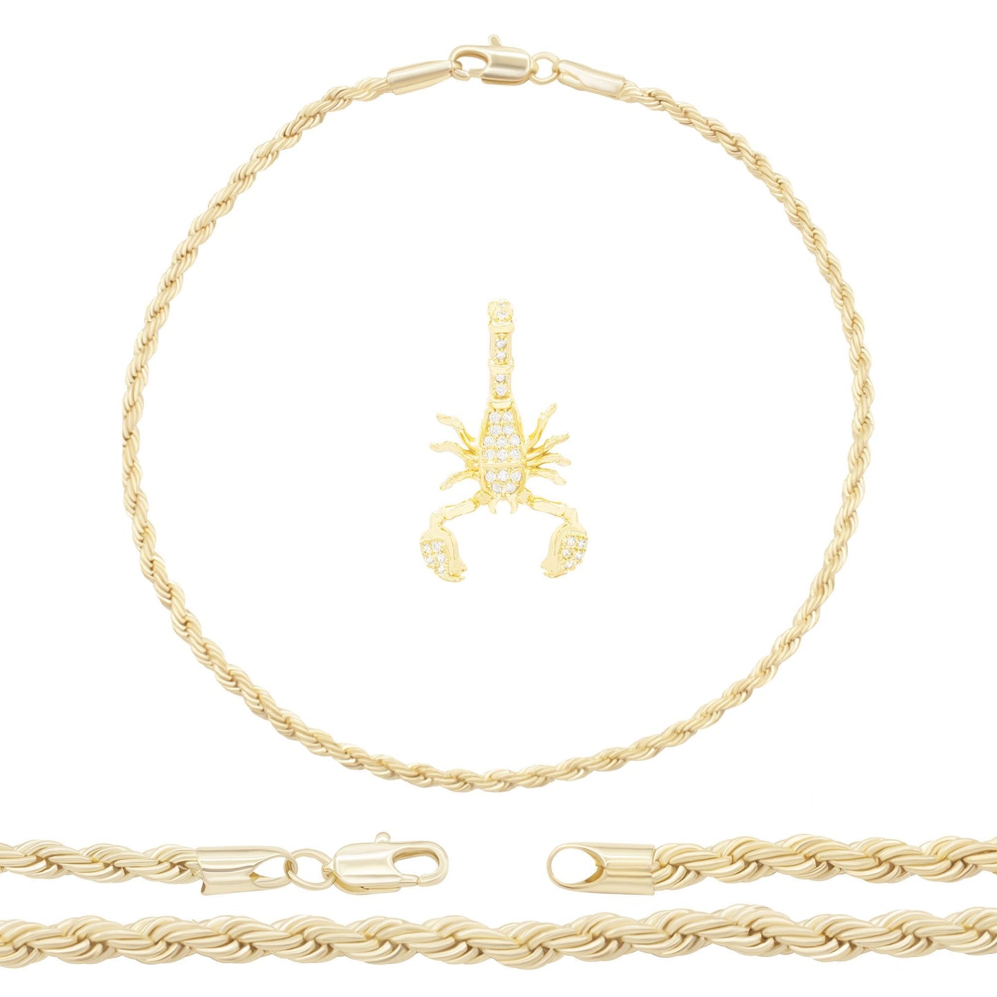 Scorpion Rope 14K Gold  Anklet Set