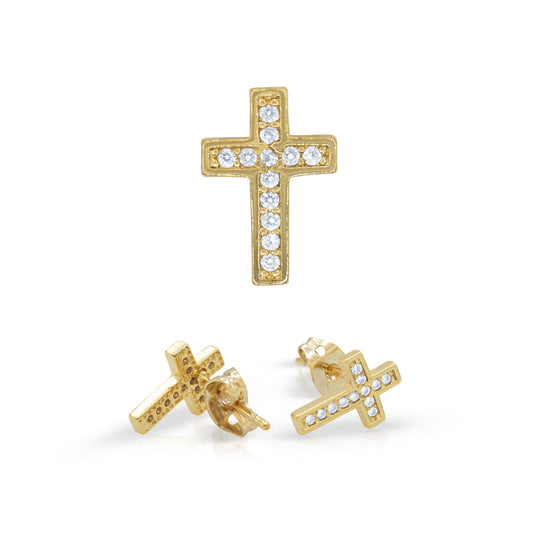 Cross 14K Gold Filled CZ Hip Hop Studs