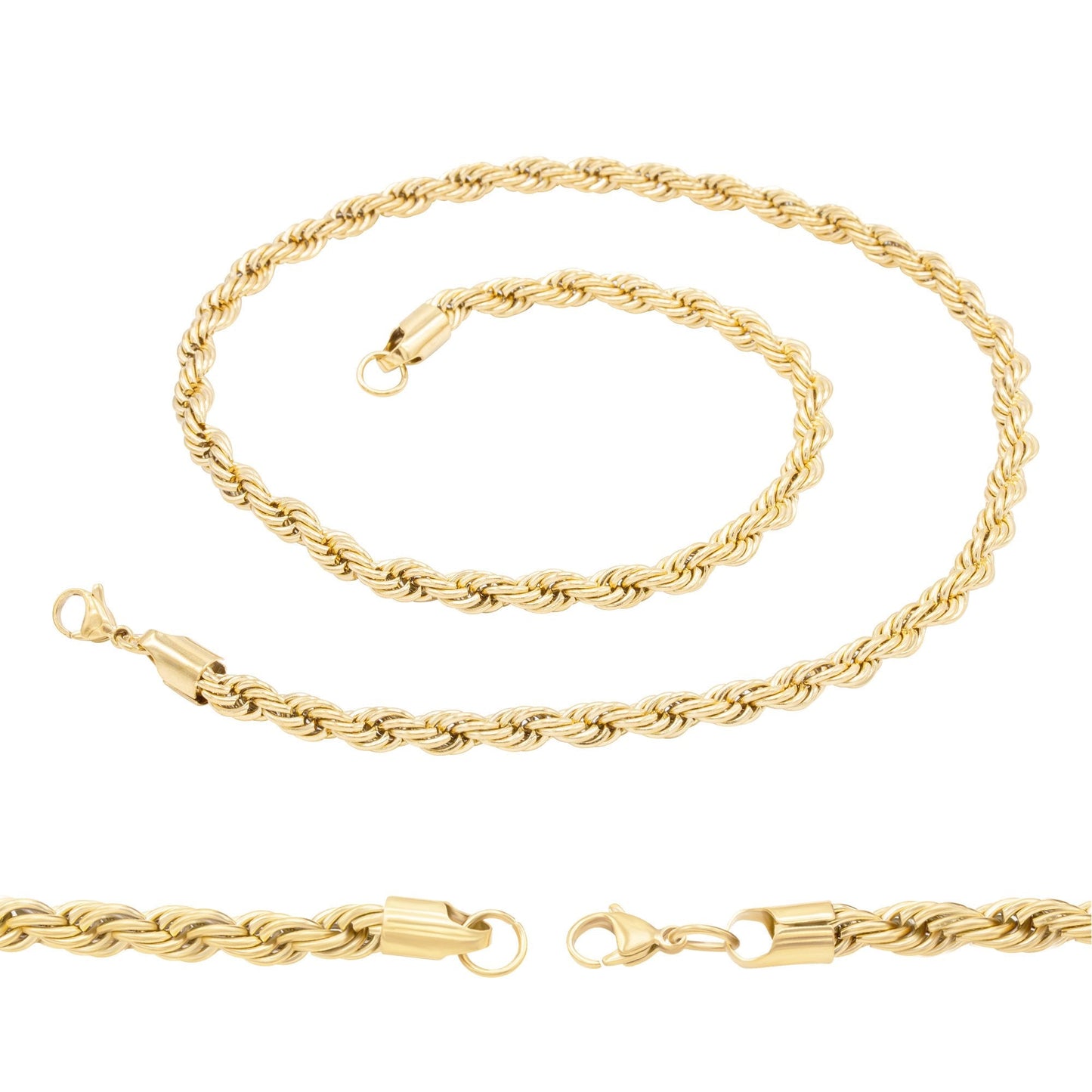 14K Gold Plated Rope Chain Necklace