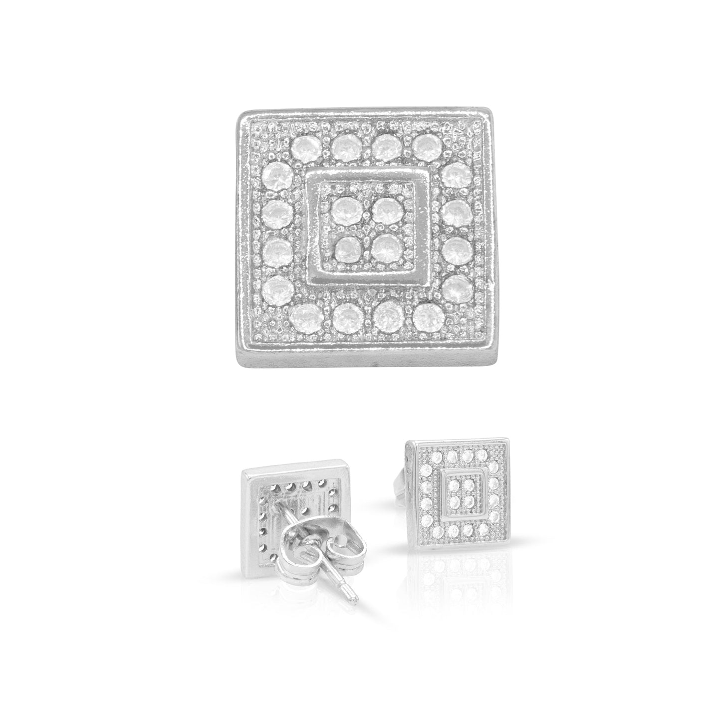 Double Square CZ Hip Hop 14K Gold Filled Studs