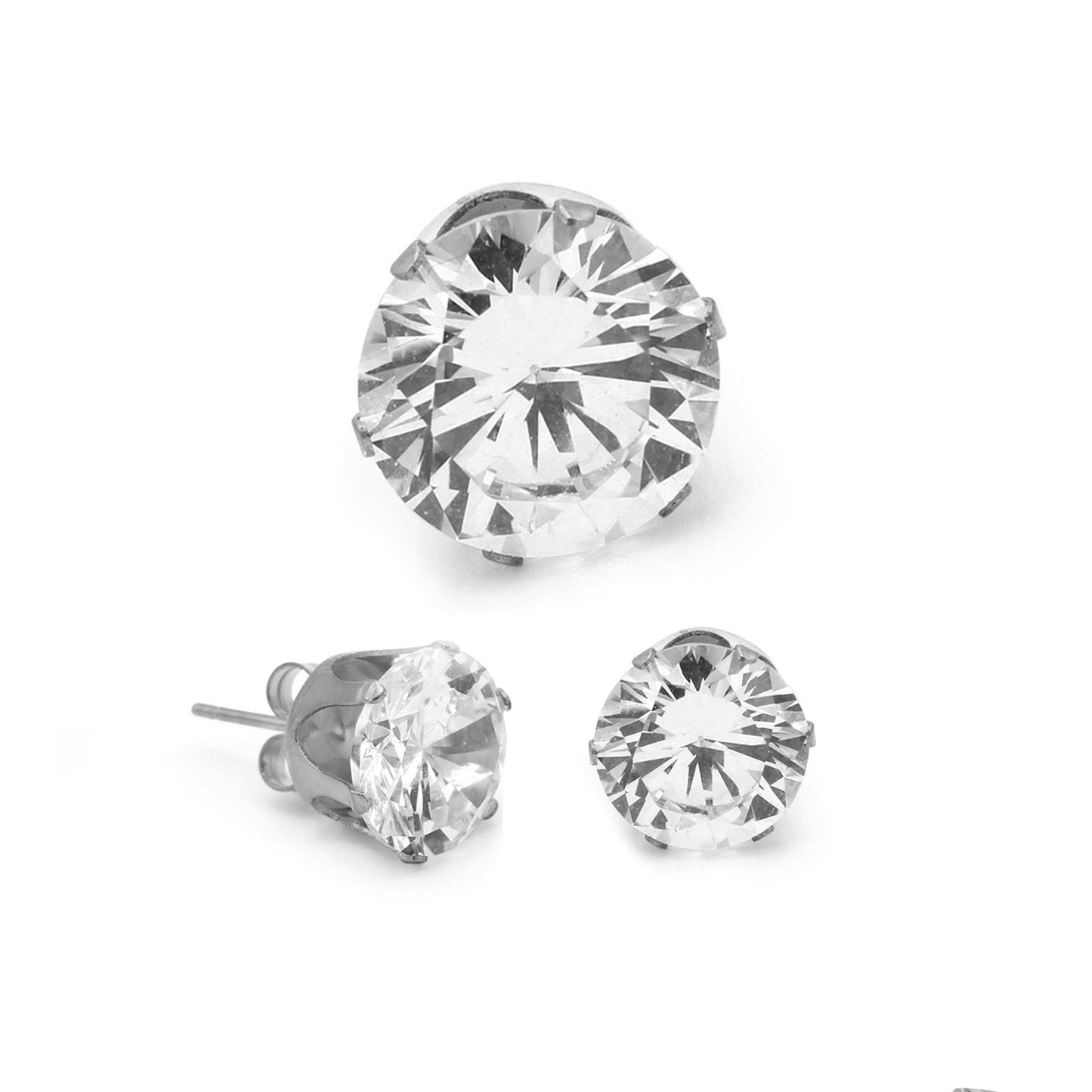 Round Silver Cubic Zirconia Studs