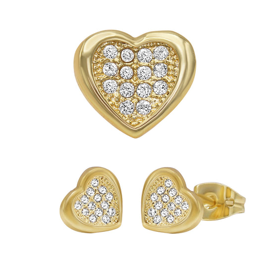 Heart 1 CZ Hip Hop 14K Gold Filled Studs