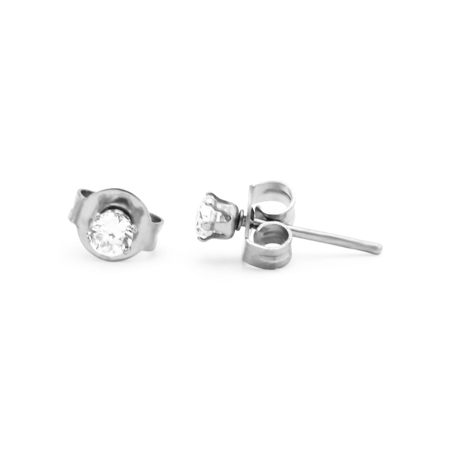 Round Silver Cubic Zirconia Studs