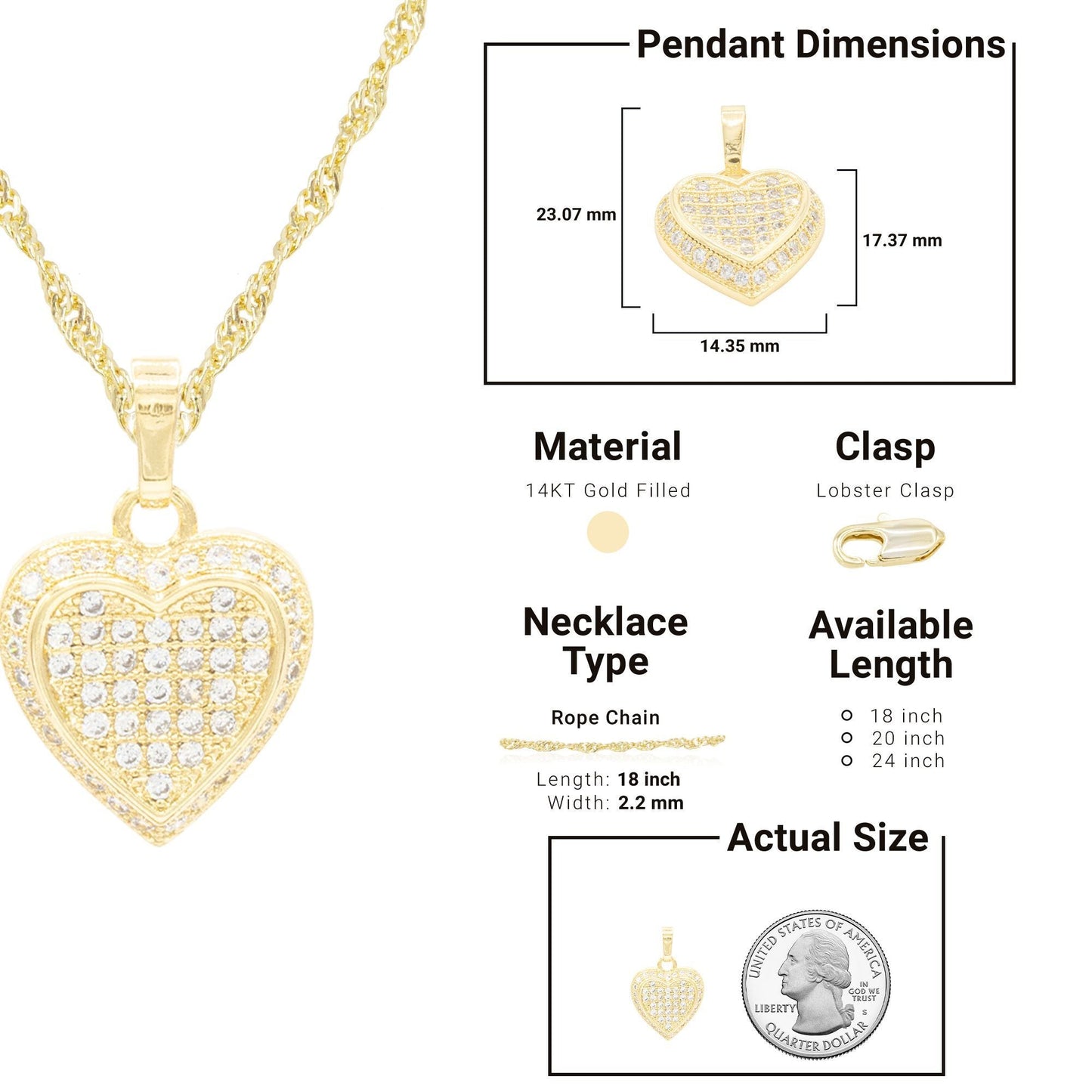 Heart Pendant Necklace Set