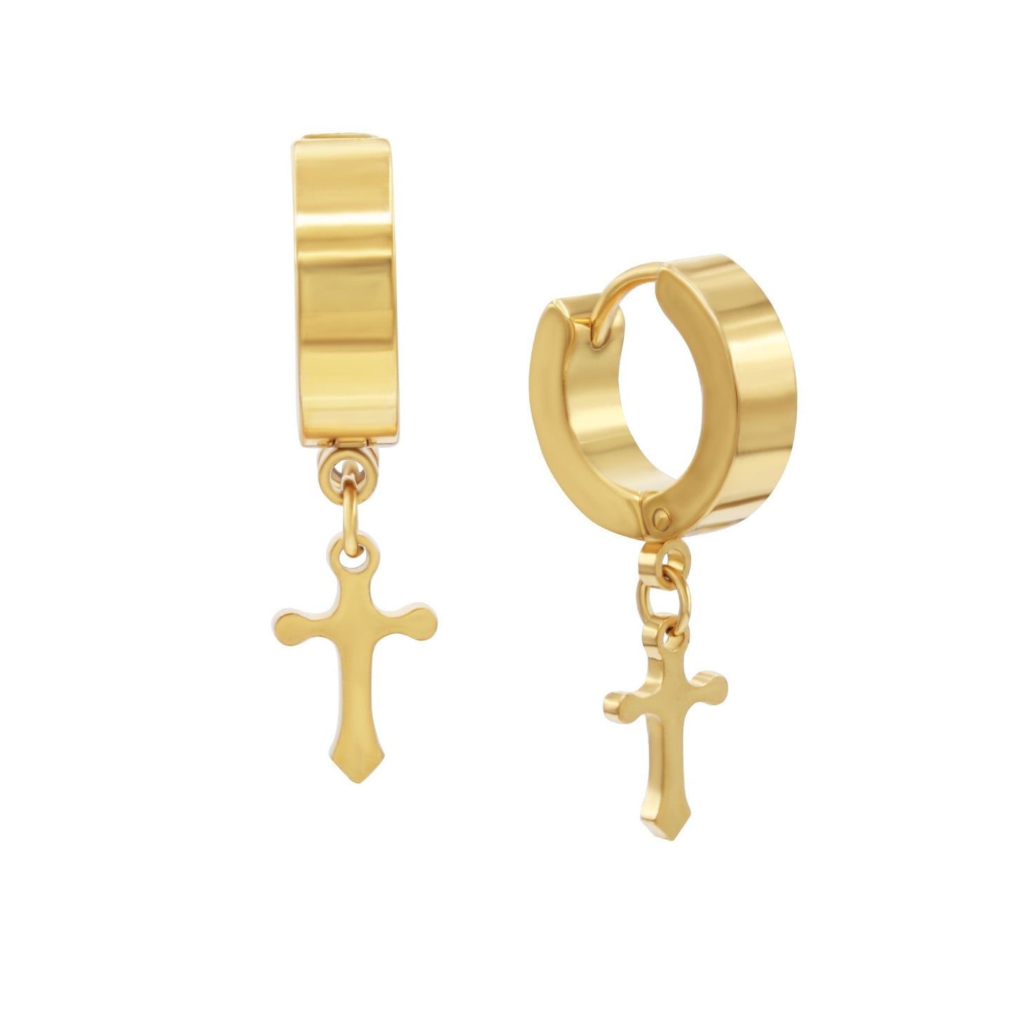 Cross Pendant Huggie Hoop Earrings