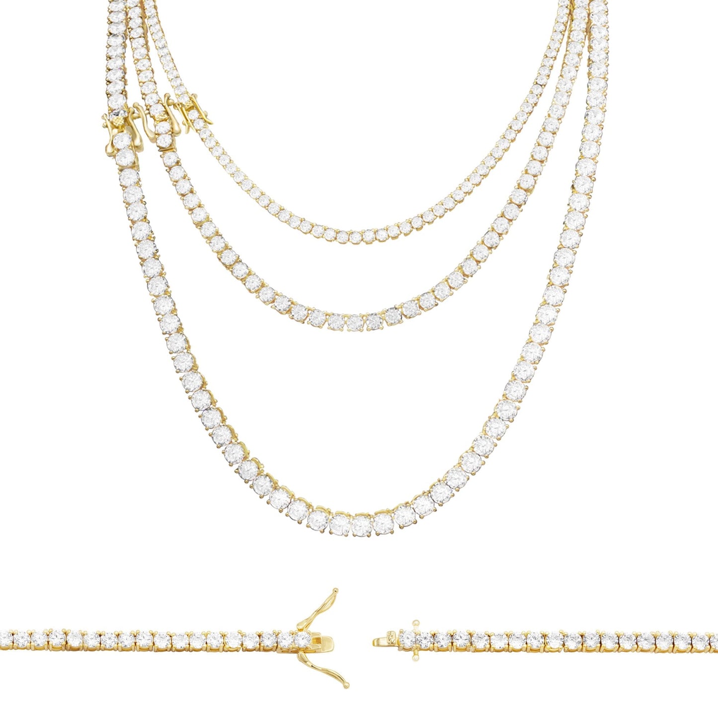 Tennis Necklace Cubic Zirconia 14K Gold Plated