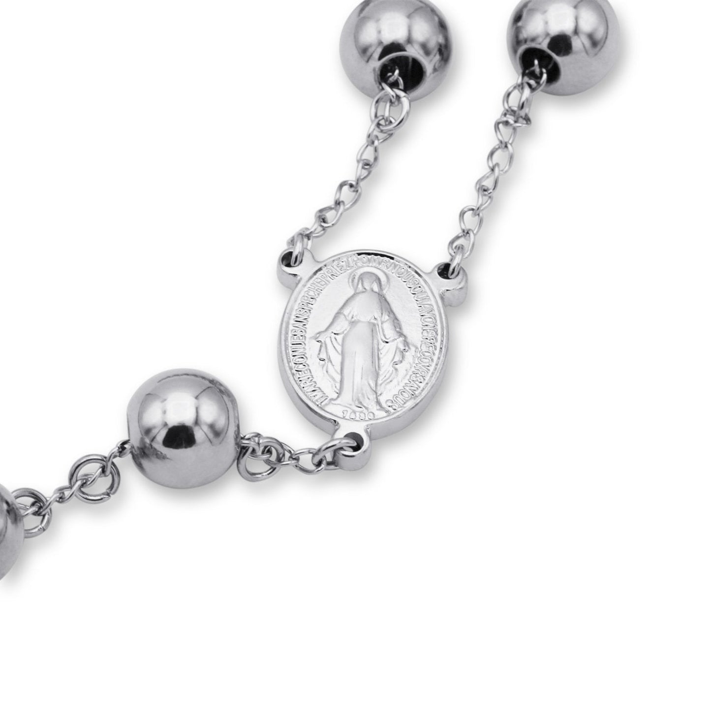 Traditional Rosary Stainless Steel Necklace