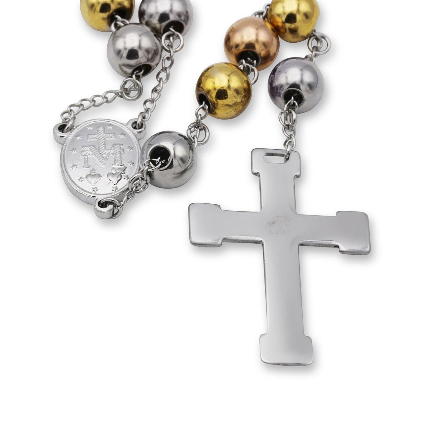 Traditional Rosary Stainless Steel Necklace